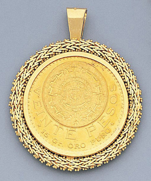 14k Gold Bola 20 Pesos Coin Pendant