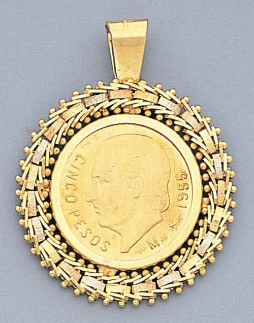 14k Gold 5 Pesos Coin Pendant