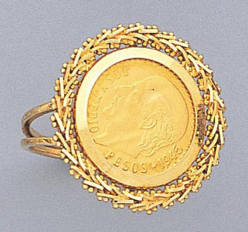 14k Gold Bola 2.5 Pesos Coin Ring