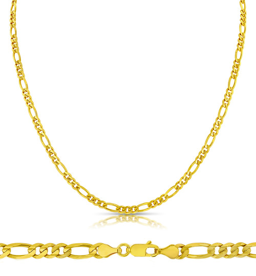 14k Gold 3.1mm Figaro Chain 24 Inches