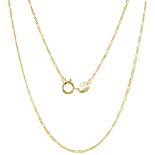 14k Gold 1.3mm Figaro Chain 16 Inches 