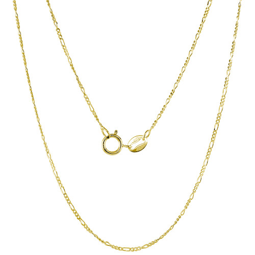 14k Gold 1.3mm Figaro Chain 18 Inches