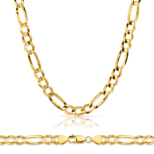 14k Gold 9.1mm Open Figaro Chain 24 Inches