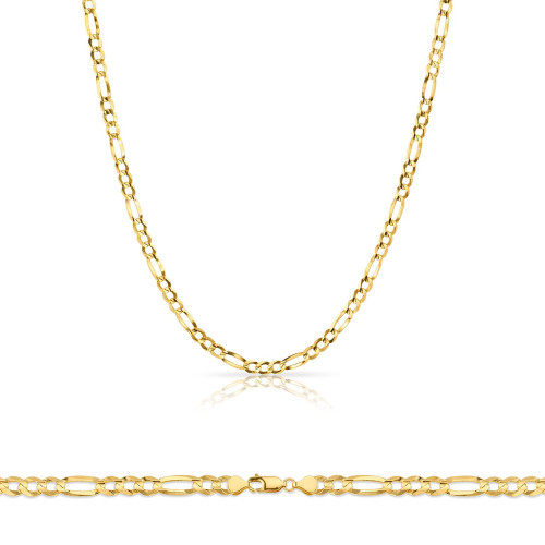 14k Gold 2.2mm Open Figaro Chain 16 Inches