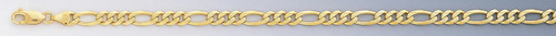 14k Gold 6mm Yellow Pave Figaro Chain 20 Inches