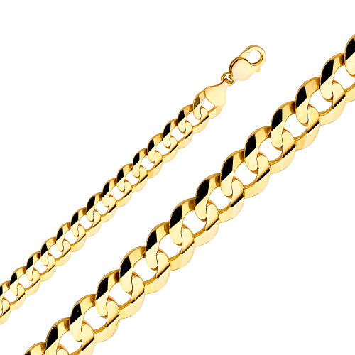 14k Gold 13.5mm Flat Curb Chain 24 Inches