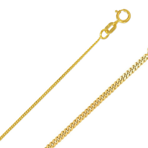 14k Gold 1mm Flat Curb Bracelet 7 Inches