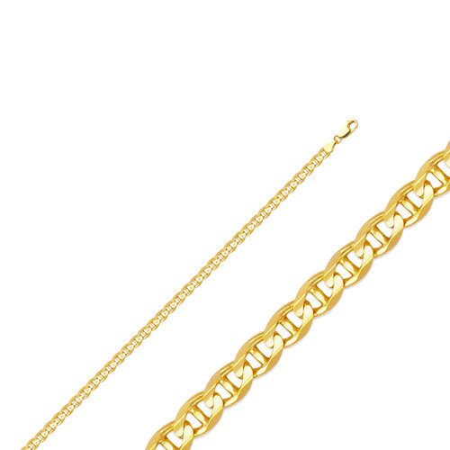 14k Gold 2.2mm Mariner Bracelet 7 Inches
