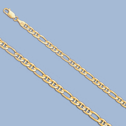 14K Yellow Gold 4.6mm Figaro Mariner Chain 20 Inches