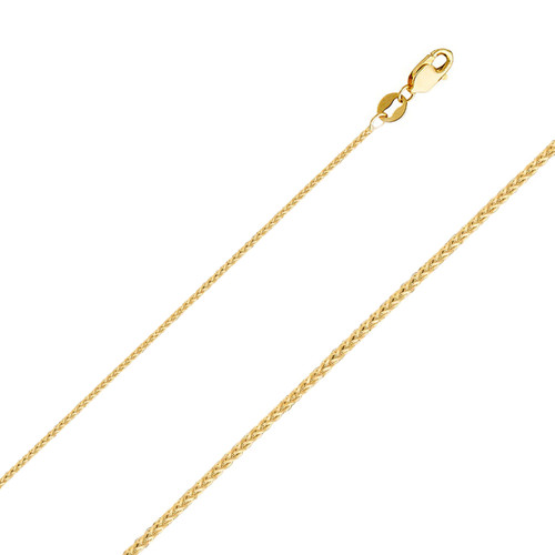 14K Yellow Gold 1.25mm Spiga (wheat) Chain 22 Inches