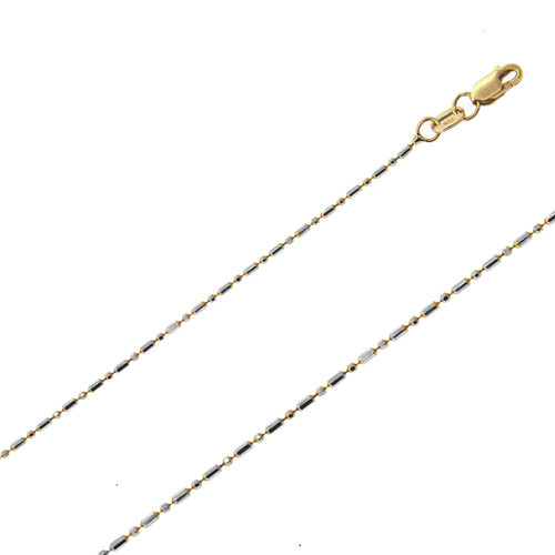 14k Gold 1.2mm Two-tone Bead Chain 22 Inches