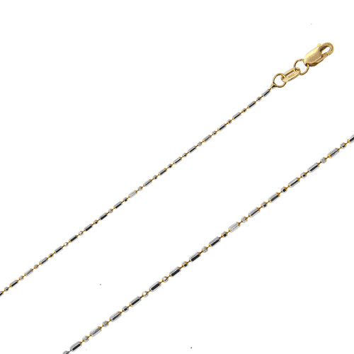 14k Gold 1.0mm Two-tone Bead Chain 16 Inches