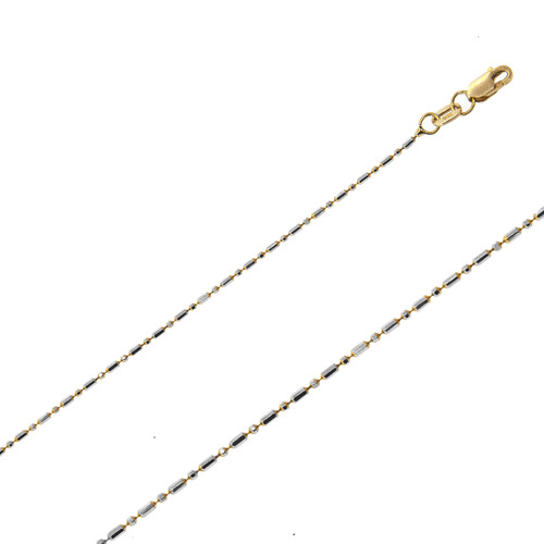 14k Gold 1.0mm Two-tone Bead Chain 22 Inches