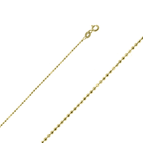 14K 16 inch 1.2mm Diamond-cut Beaded with Lobter Clasp Pendant Chain — The  Gold Source Jewelry Store