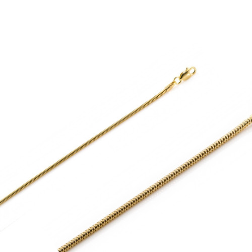 14K Yellow Gold 1.6mm Round Snake Chain 20 Inches