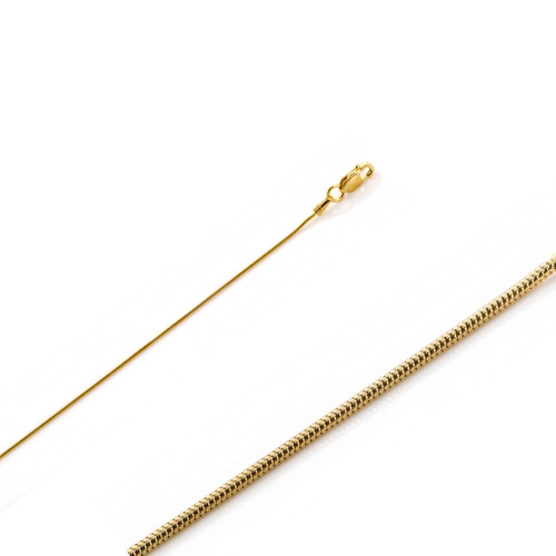 14K Yellow Gold 0.8mm Round Snake Chain 18 Inches