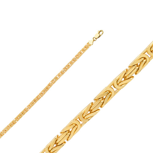 14k Gold 3.5mm Byzantine Chain 24 Inches