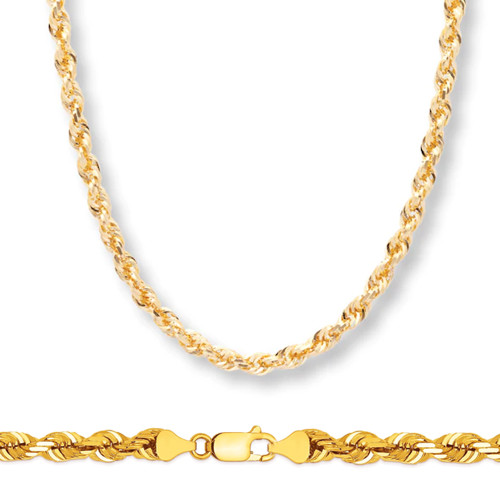14k Gold 5 Mm Italian Diamond Cut Rope Chain 20 Inches