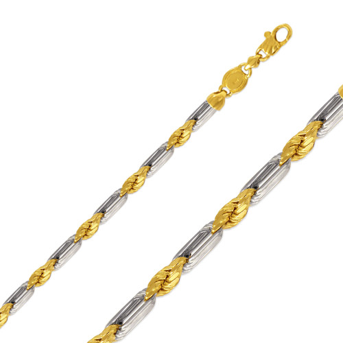 14k Gold 5mm Two-tone Milano Rope Chain 22 Inches