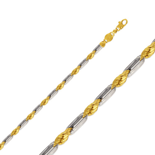 14k Gold 3mm Two-tone Milano Rope Chain 22 Inches