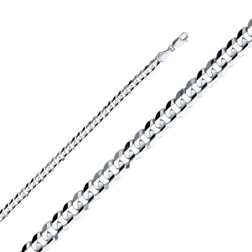 14k White Gold 5.9mm "Nickel Free" Curb Bracelet 7"