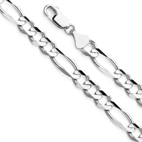 14k White Gold 8mm (Nickel Free) Figaro Chain 24 Inches