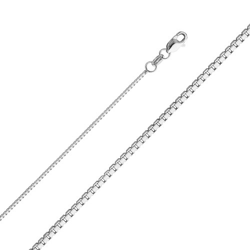 14k White Gold (Nickel Free) Box Chain 0.9mm Wide 16 Inches