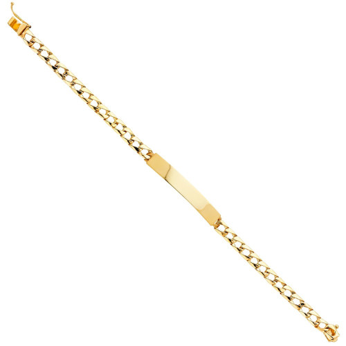 14k Yellow Gold 6mm Curb Id Link Bracelet 7 Inches