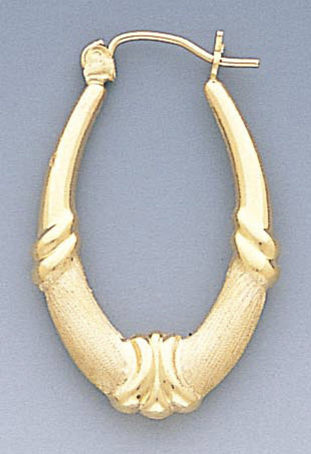 14k Gold Hollow Snap-bar Hoop Earrings 19mm W X 30mm H