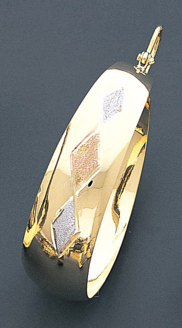 14k Gold Tri-color Bangle Earrings 13mm W X 43mm D