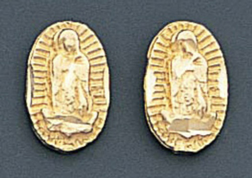 14k Gold Diamond Cut Virgin Mary Stud Earrings