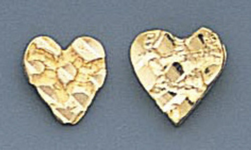 14k Gold Diamond Cut Heart Stud Earrings