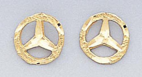 14k Gold Diamond Cut Peace Sign Earrings