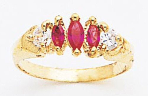 14k Gold Ladies Synthetic Ruby Marquise Cocktail Ring