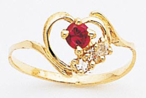 14K Yellow Gold 10.5Mm Ladies Synthetic Ruby Ring