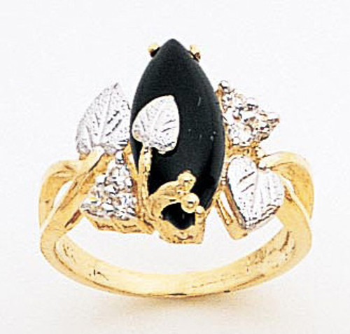 14k Gold 15mm Ladies Onyx Ring