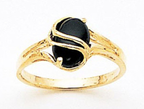 14k Gold 8mm Ladies Prong-set Oval Onyx Center Stone Ring