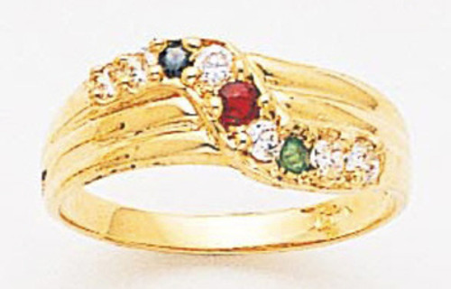 14k Gold 8mm Wide Ladies Genuine Semi-Precious Stones Ring With Cz Accents