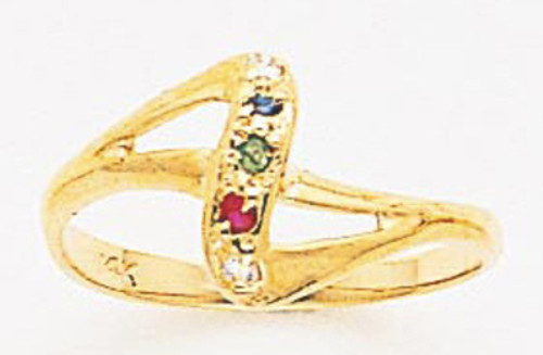 14k Gold Ladies 11mm Genuine Semi-Precious Stones Ring With Cz Accents