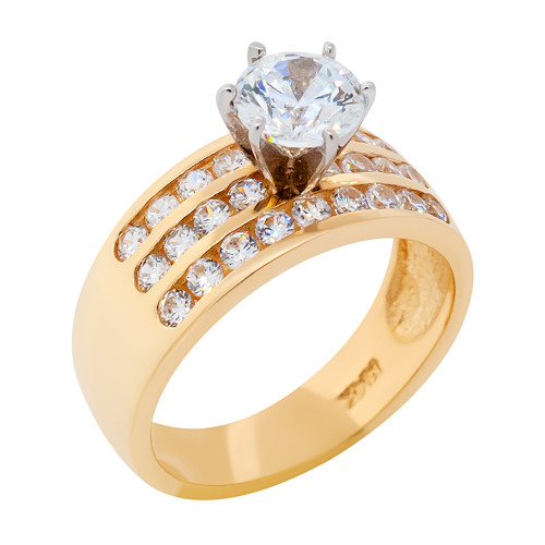 14k Gold 9mm W Round Cz Solitaire Ring