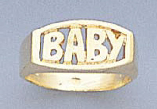 14k Gold  5.5mm Baby Ring With Word BABY