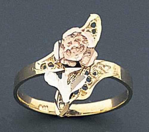 14k Gold 18mm Ladies Tri-color Flower Ring