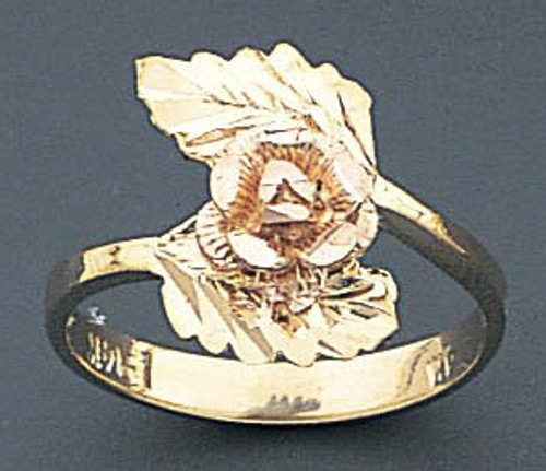 14k Gold 14mm Ladies Tri-color Rose Ring