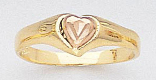 14k Gold Ladies 6mm Tri-color Heart Ring