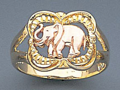 14k Gold Ladies Tri-color Elephant Ring 4019