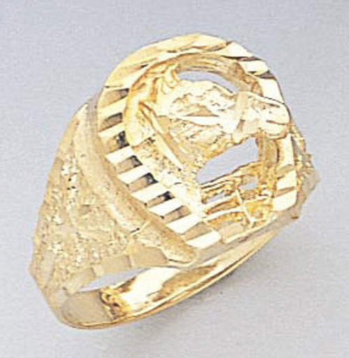 A 18K gold ring with a horseshoe and horse, Finland 1970. - Bukowskis