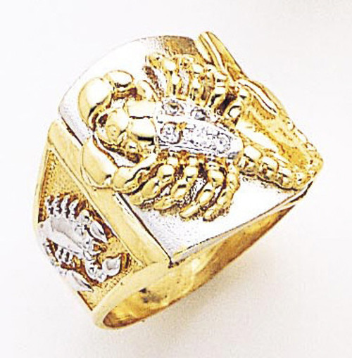 14k Gold Men's Two-tone Scorpion Cubic Zirconia Ring