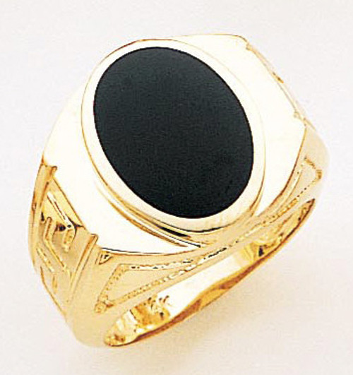 14k Gold Men's 17mm Oval Onyx Ring