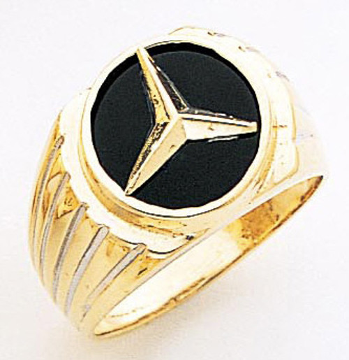 14k Gold  15mm Round Men's Onyx Ring