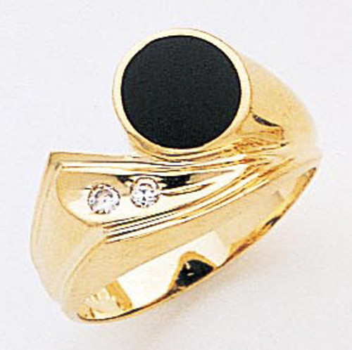 14K Yellow Gold 12mm Ladies Black Onyx Ring